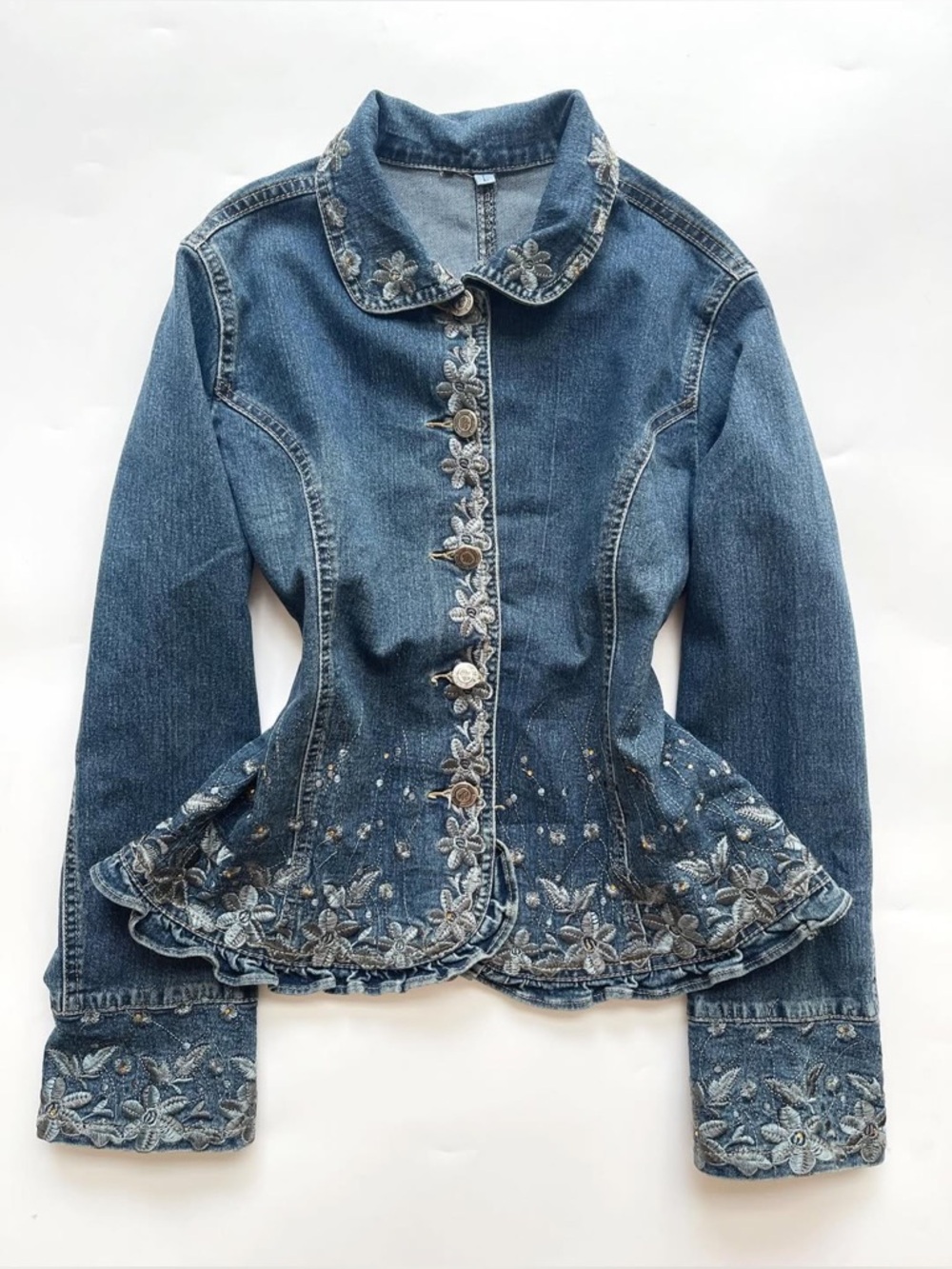 Vintage floral embroidered Denim Jacket